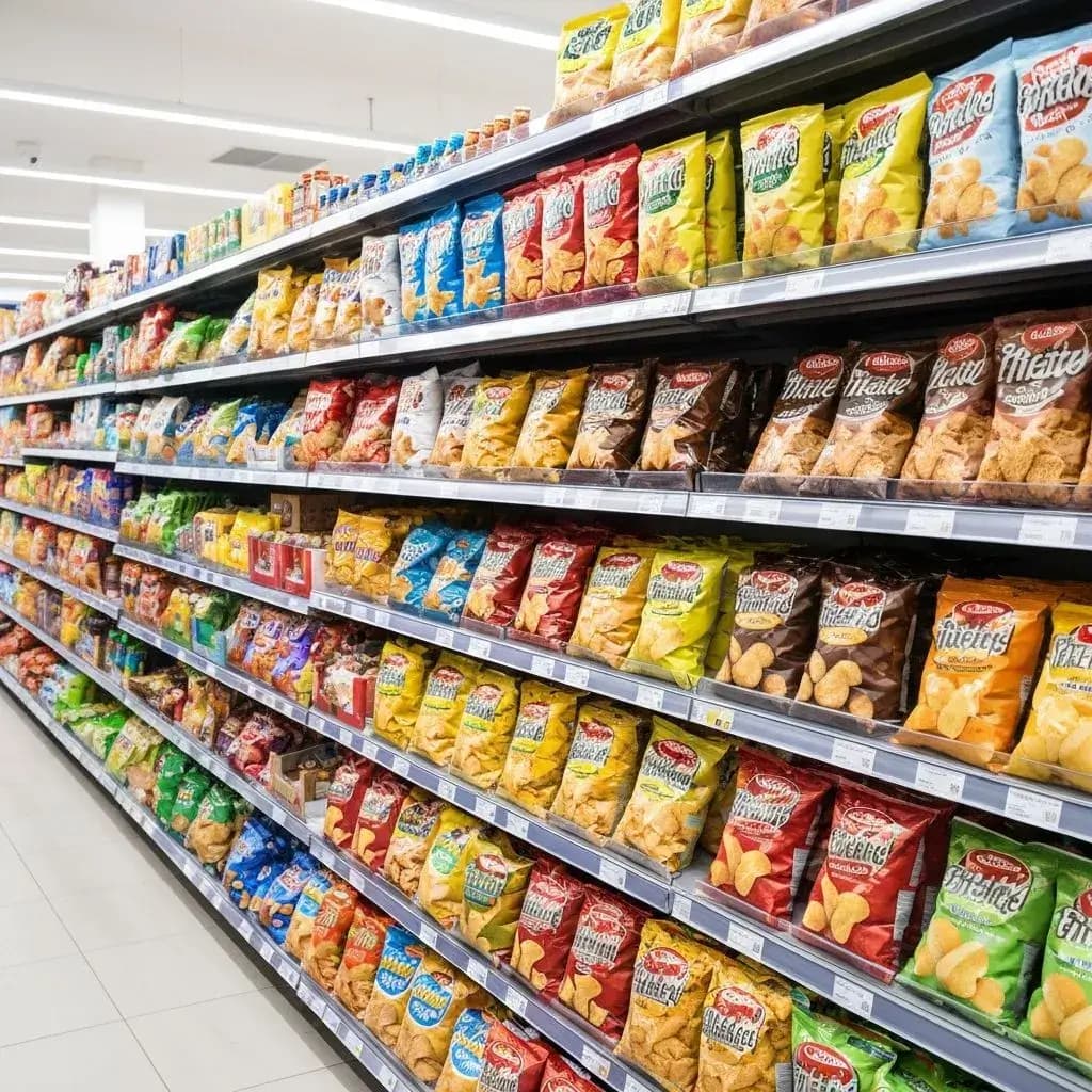 Produtos Mr. Cook em prateleiras de loja